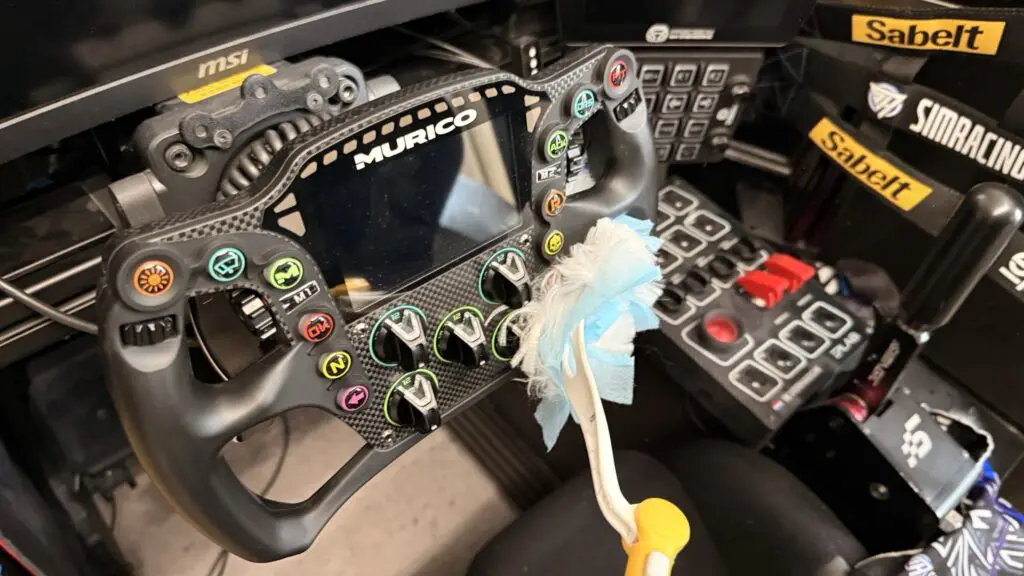 cleaning sim racing cockpit